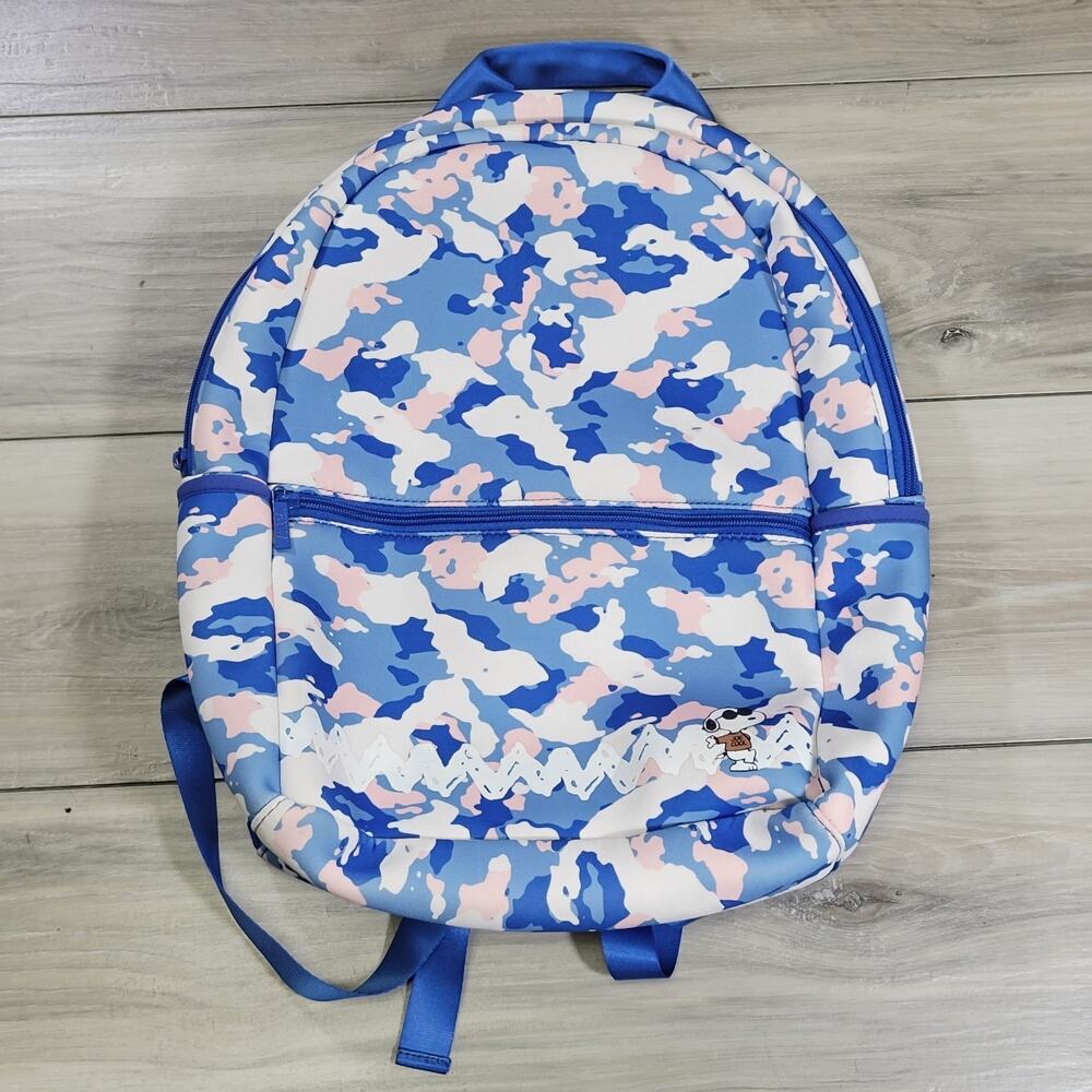 Mytagalongs Peanuts Backpack Blue Multi Camo Neoprene